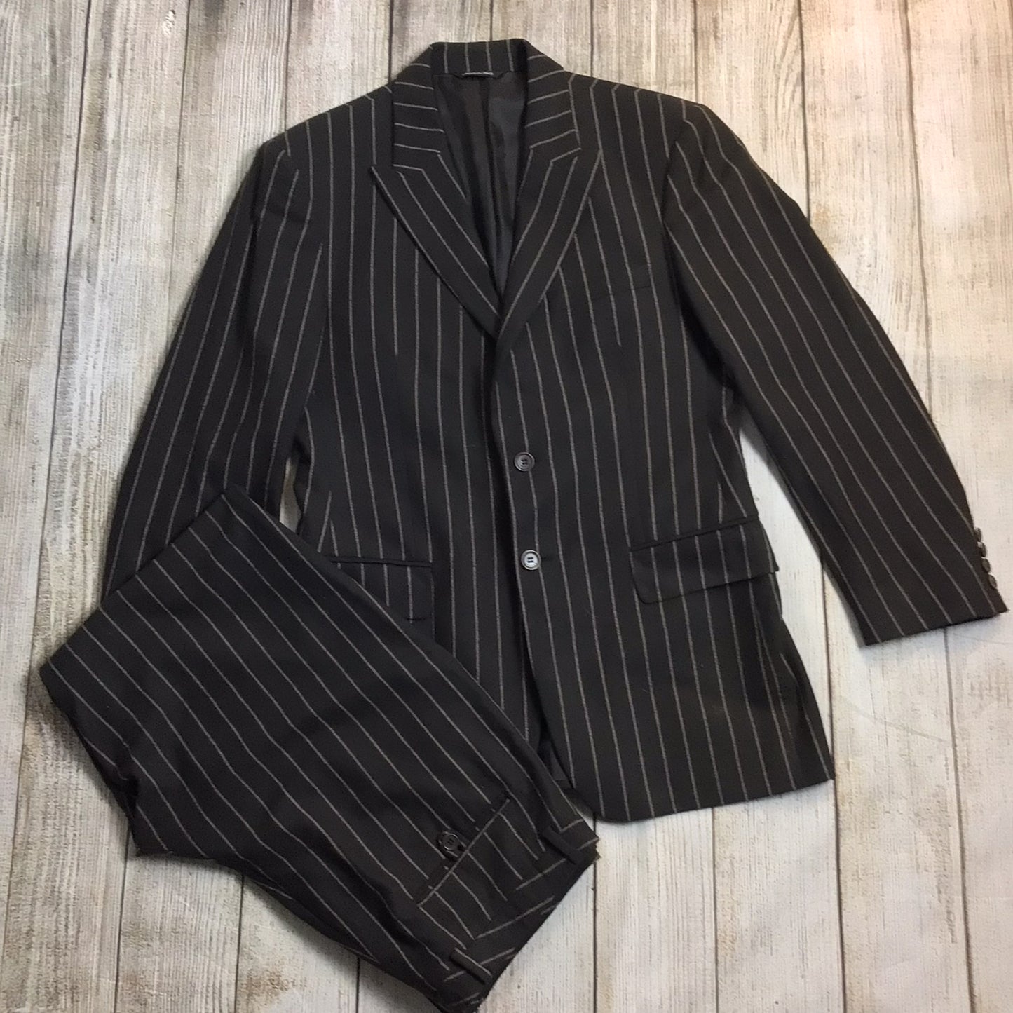 Versace Versus Brown Striped Wool Trouser Suit 2 Piece Size 50