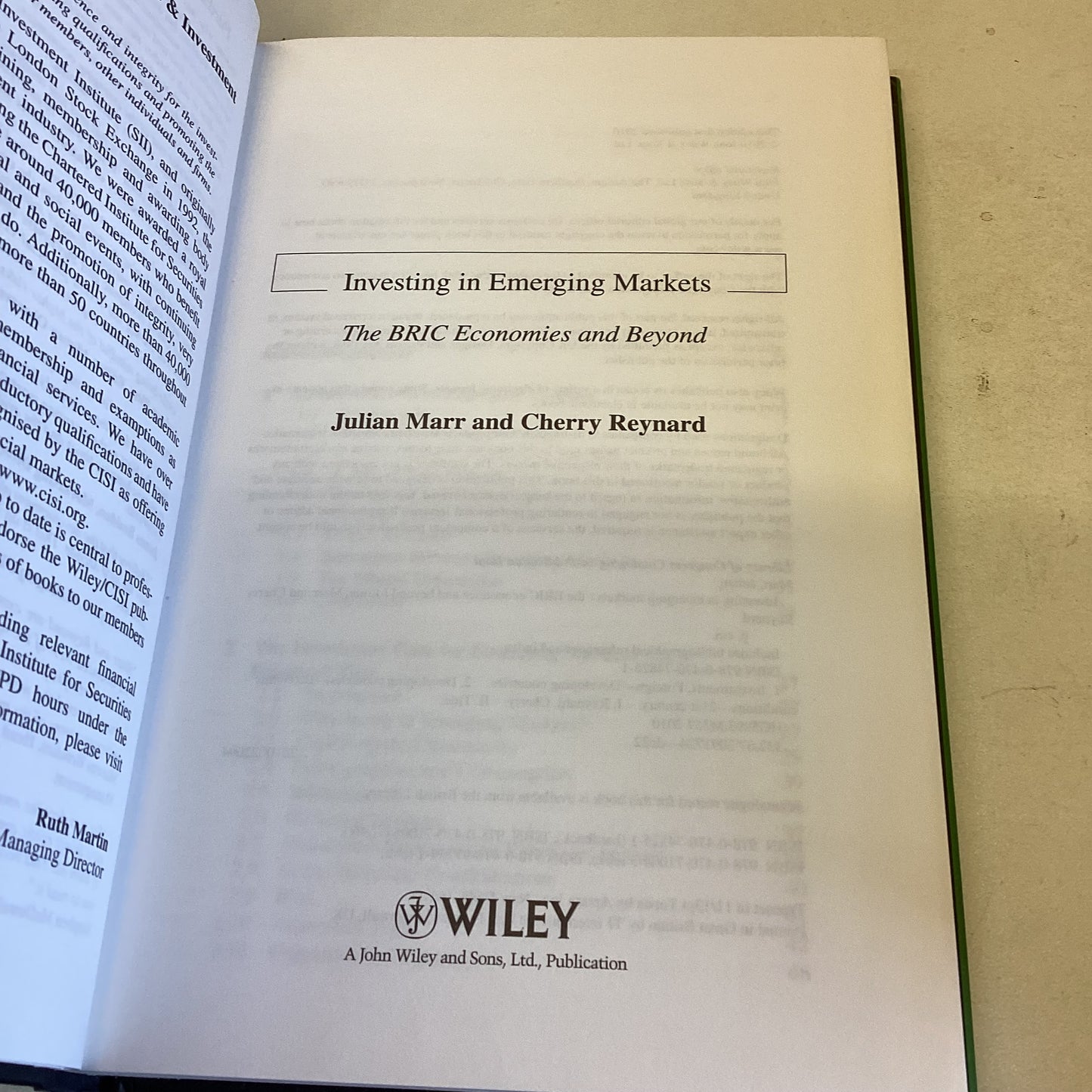 Investing in Emerging Markets The BRIC Economics and Beyond Julian Marr & Cherry Reynard