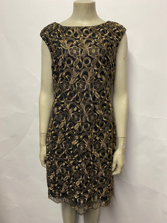 Ralph Lauren Montague Gold and Copper Lace Fitted Dress 8/12 BNWT