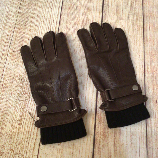 Coach Brown Leather Gloves w/Removable Wool Cashmere Gloves Size M
