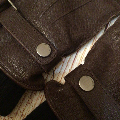 Coach Brown Leather Gloves w/Removable Wool Cashmere Gloves Size M