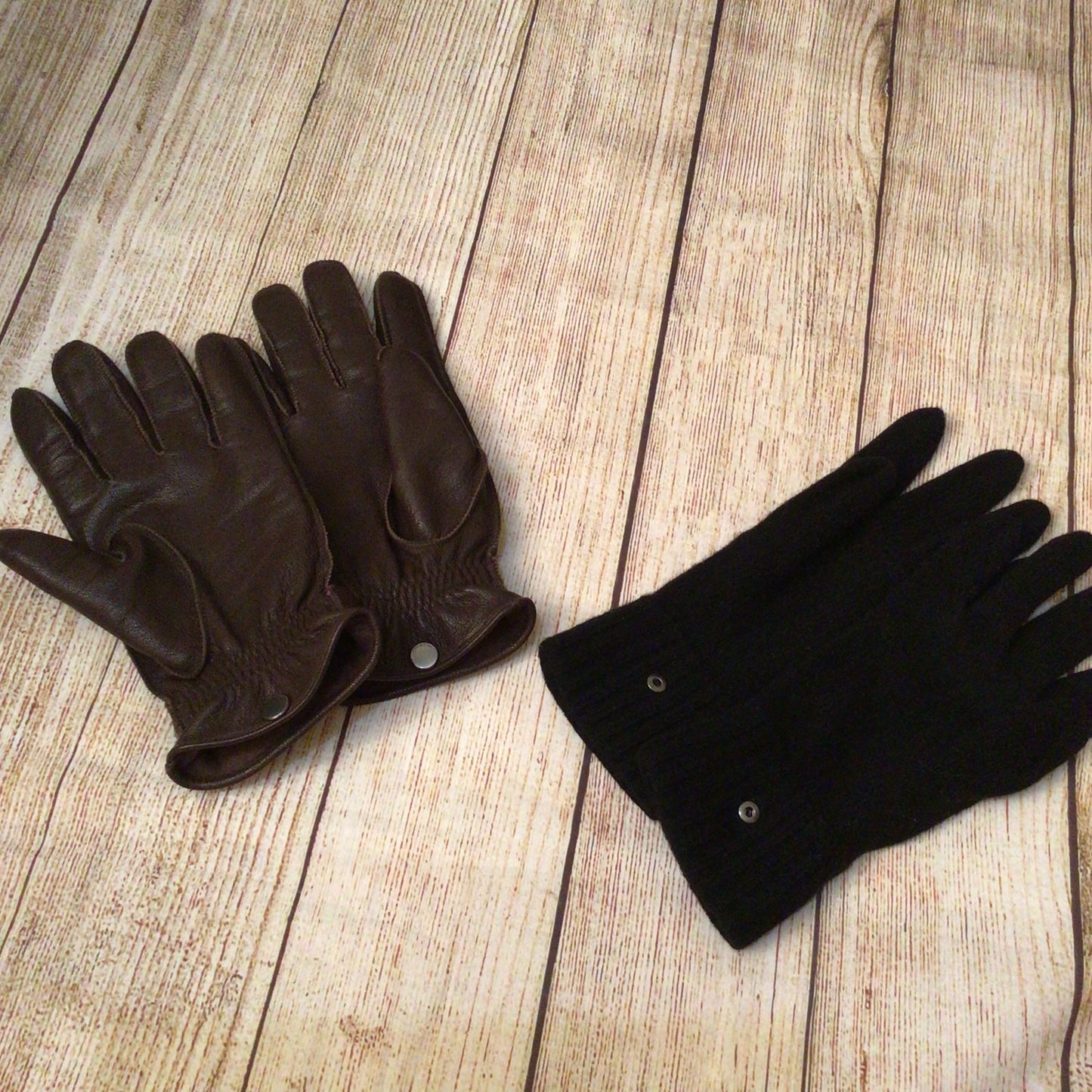 Coach Brown Leather Gloves w/Removable Wool Cashmere Gloves Size M