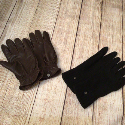 Coach Brown Leather Gloves w/Removable Wool Cashmere Gloves Size M