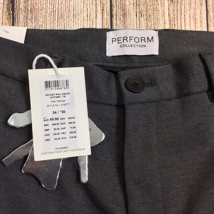 BNWT Perform Grey Melange Phil Pants Autumn Size W34 L30