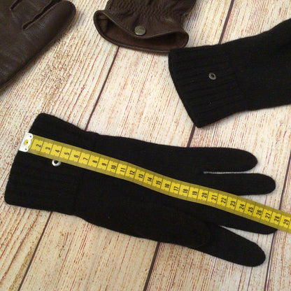 Coach Brown Leather Gloves w/Removable Wool Cashmere Gloves Size M