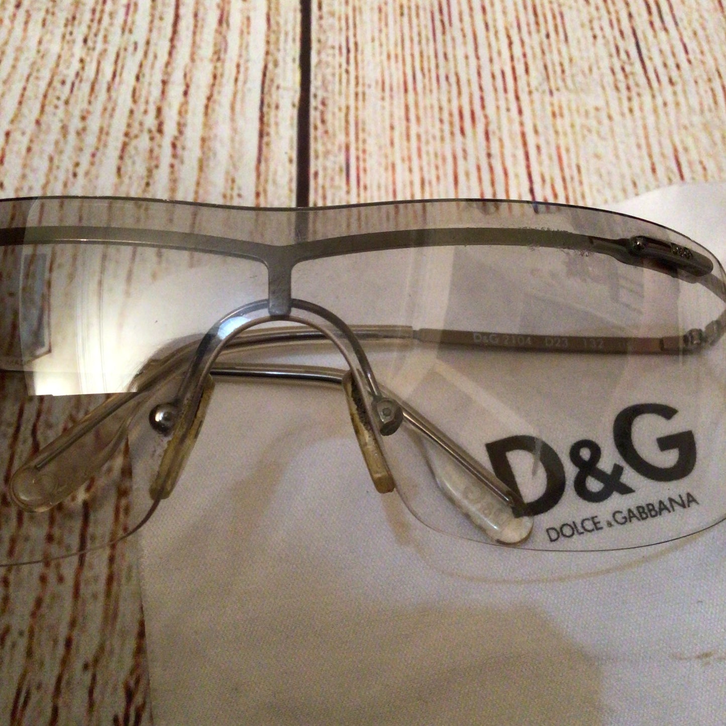 Dolce & Gabbana Silver Tone Wrap Sunglasses D&G 2104 D23 132115 w/Case