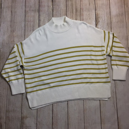 Barbour Cream & Olive Green Striped Shelly Knit Jumper Size 16