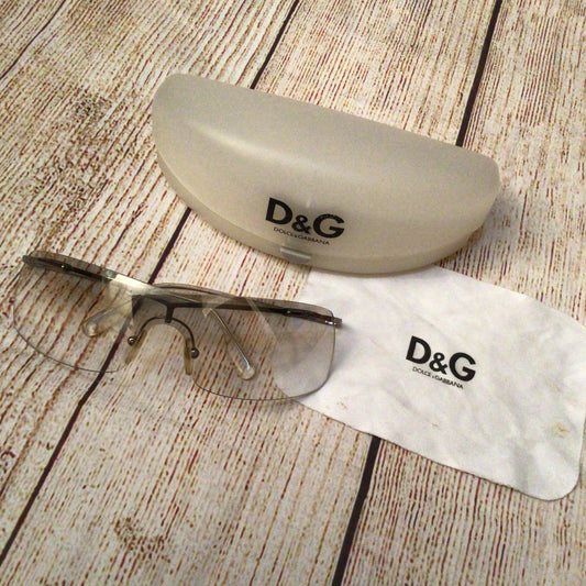 Dolce & Gabbana Silver Tone Wrap Sunglasses D&G 2104 D23 132115 w/Case