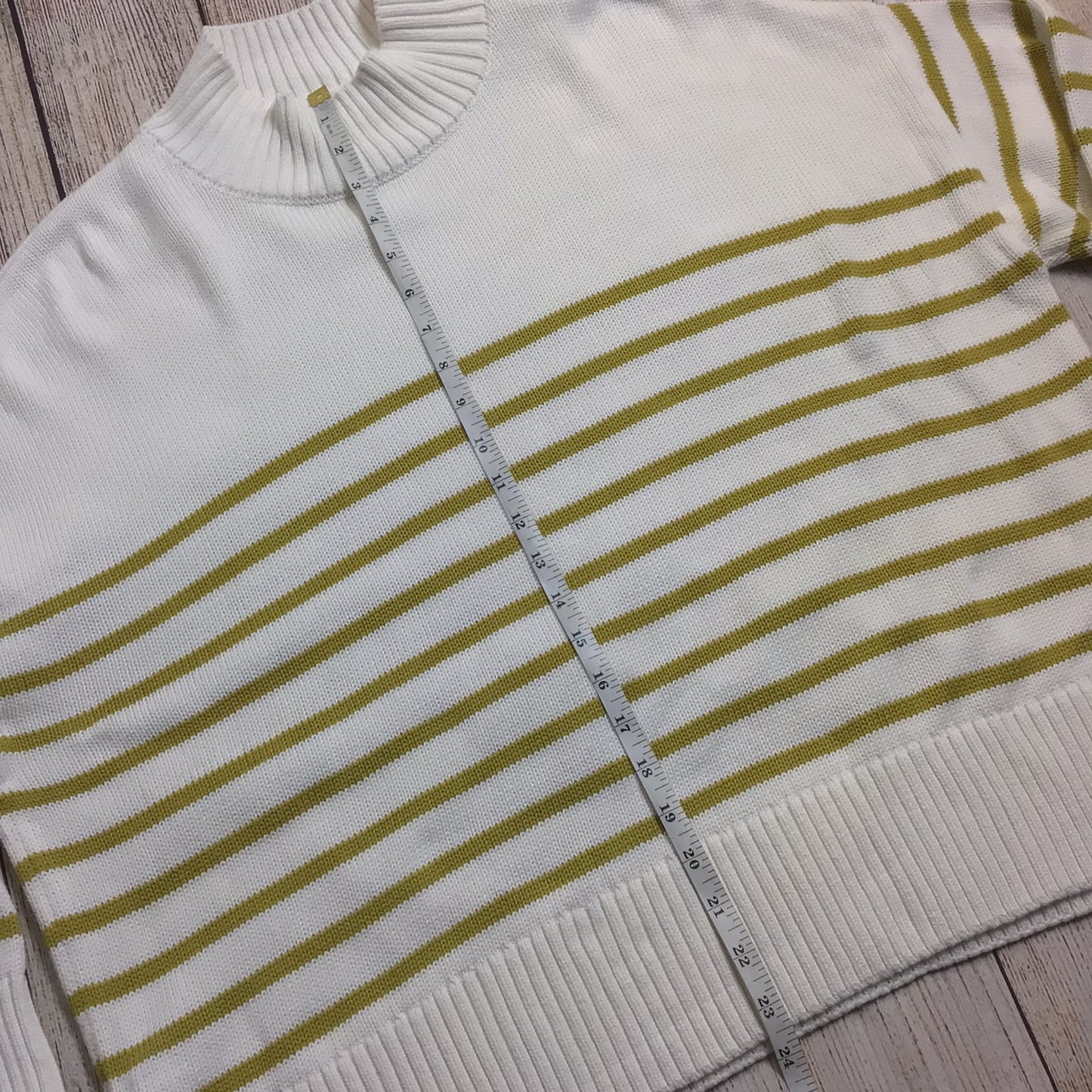 Barbour Cream & Olive Green Striped Shelly Knit Jumper Size 16