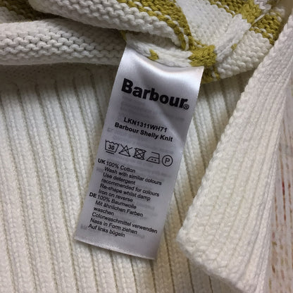 Barbour Cream & Olive Green Striped Shelly Knit Jumper Size 16