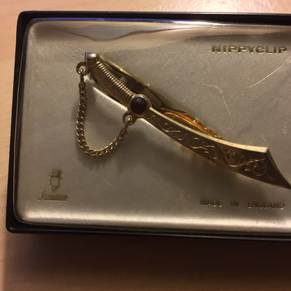 Vintage Stratton Made in England Cutlass Sword Nippy-Clip Tie Clip (in box)