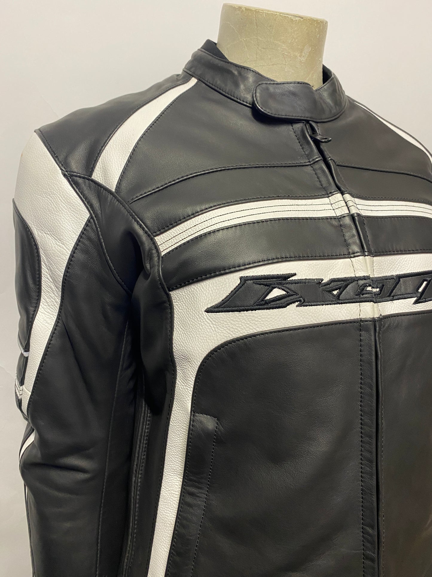 IXON Trinity Black and White Leather Motorcycle Jacket Small