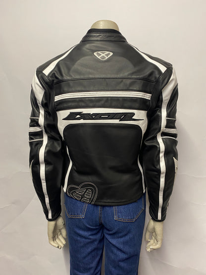 IXON Trinity Black and White Leather Motorcycle Jacket Small