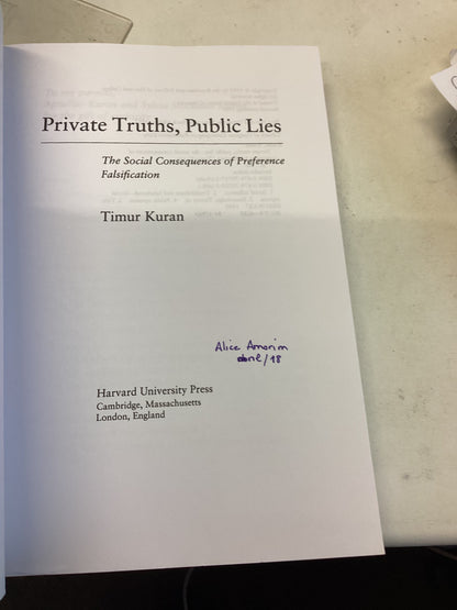 Private Truths, Public Lies The Social Consequences of Preference Falsification Timur Kuran