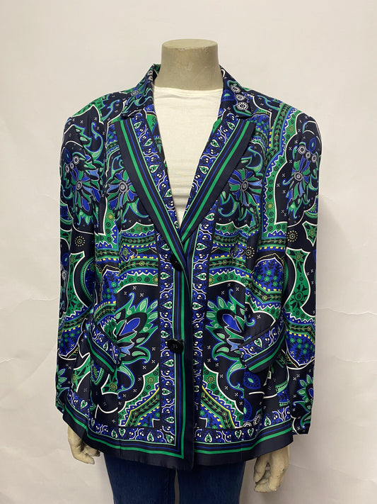 Gery Weber Blue and Green Paisley Funky Blazer Large