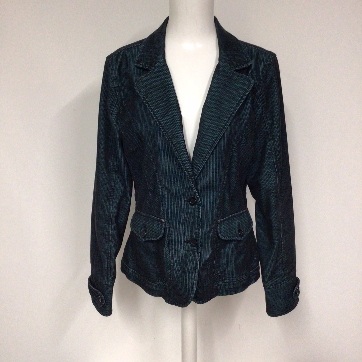 InWear Teal Green & Black 'Style Jamilla' Cotton Blend Corduroy Jacket Size 16