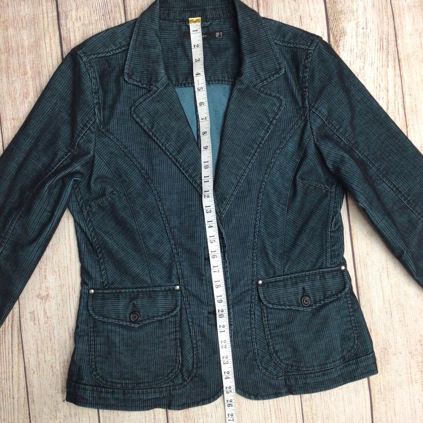 InWear Teal Green & Black 'Style Jamilla' Cotton Blend Corduroy Jacket Size 16