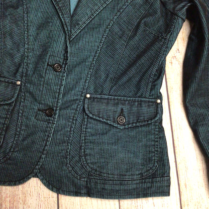 InWear Teal Green & Black 'Style Jamilla' Cotton Blend Corduroy Jacket Size 16