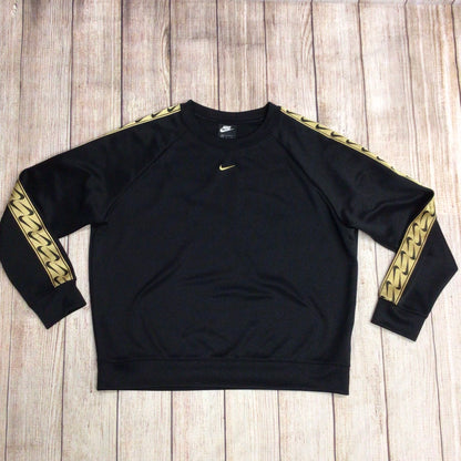 Nike Black & Gold Logo Tape Sweatshirt Size L