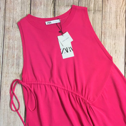 BNWT Zara Dark Pink Drawstring Dress RRP £49.99 Size S