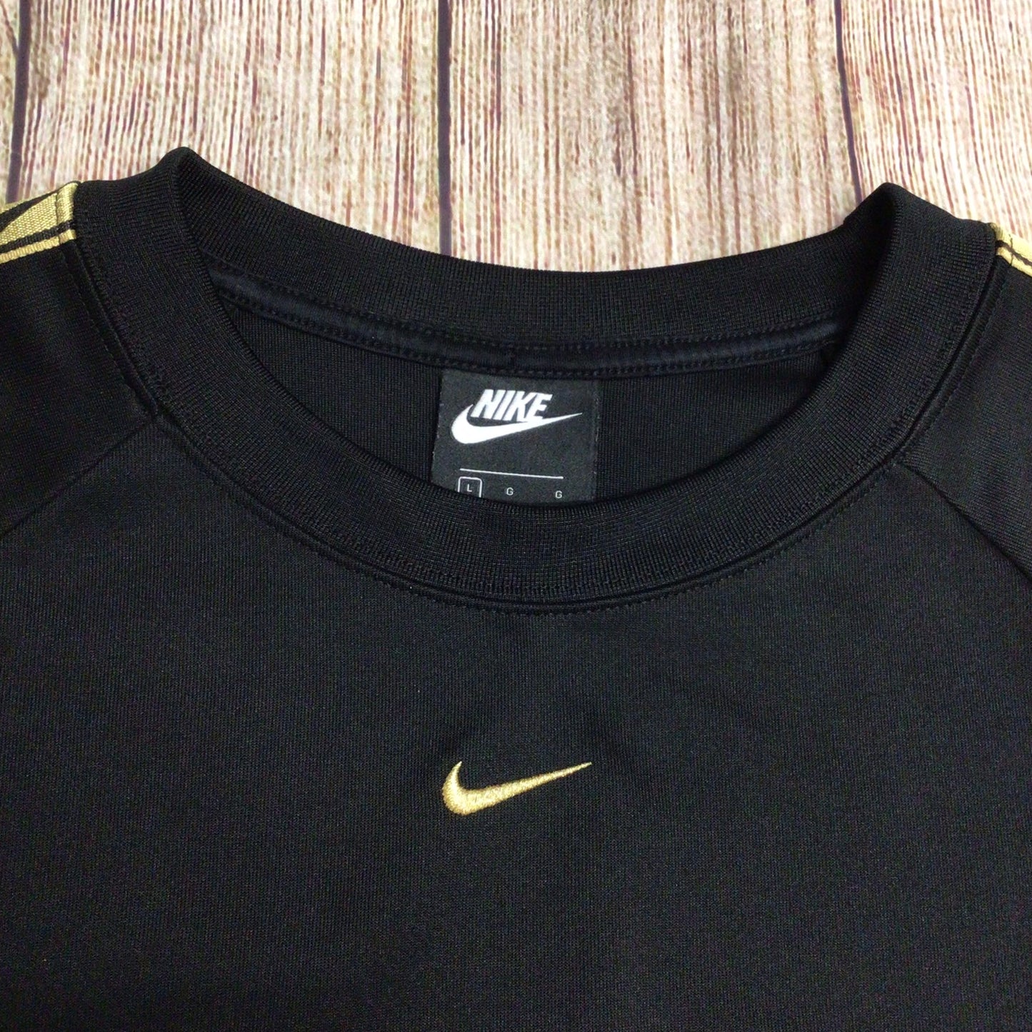 Nike Black & Gold Logo Tape Sweatshirt Size L