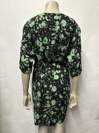 Whistles Green and Black Floral Belted Tunic Dress 8