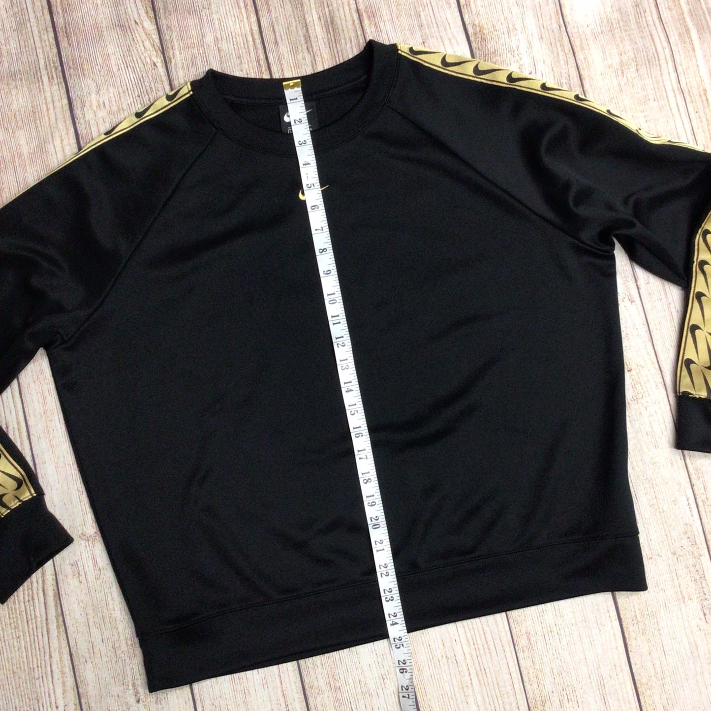 Nike Black & Gold Logo Tape Sweatshirt Size L