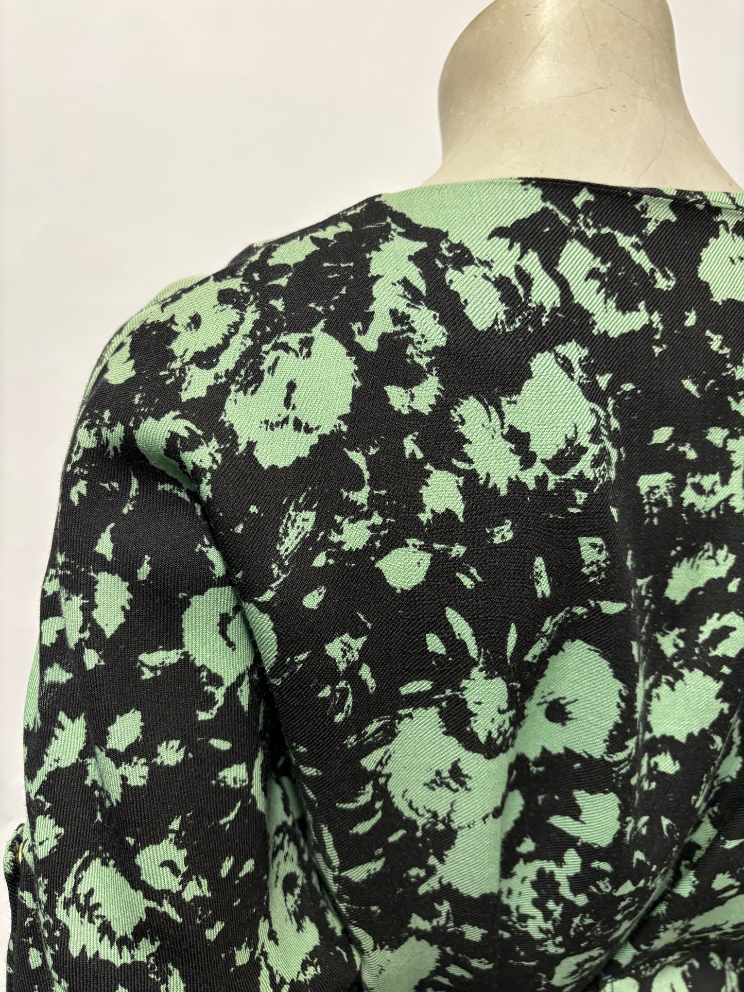 Whistles Green and Black Floral Belted Tunic Dress 8