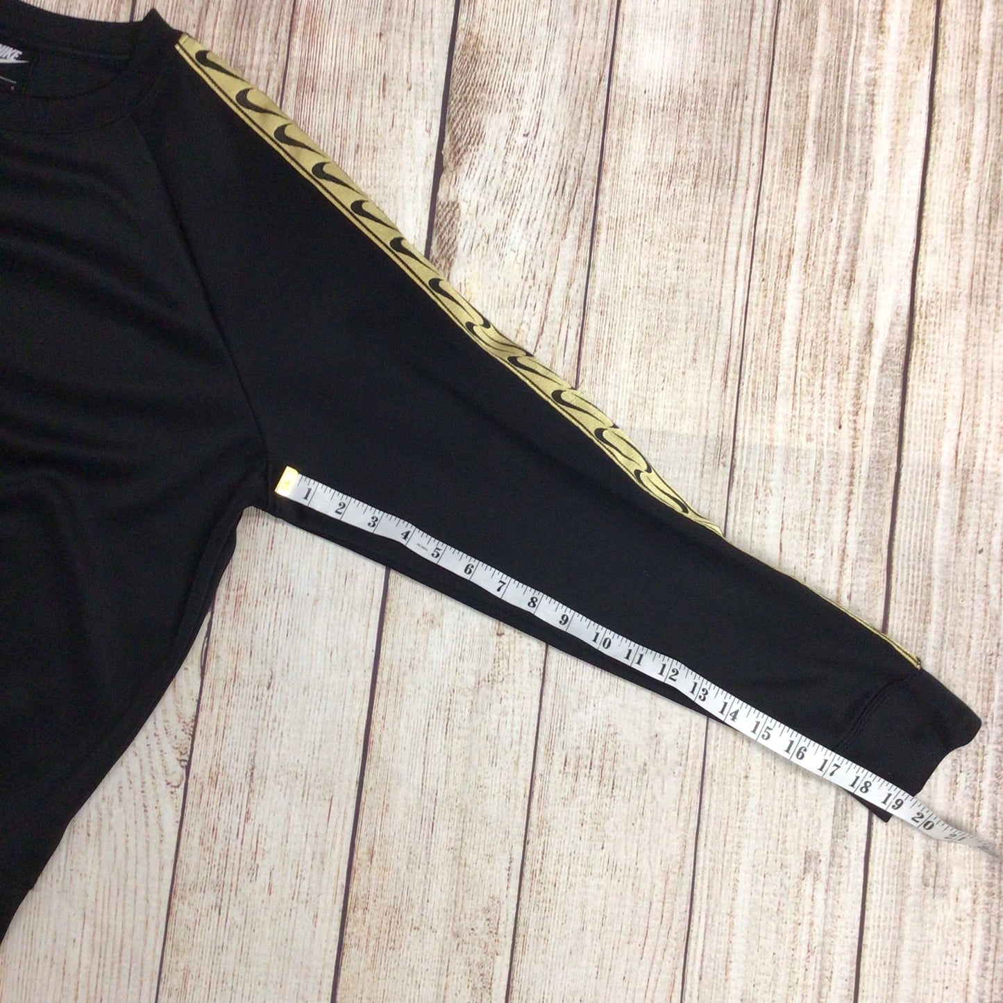 Nike Black & Gold Logo Tape Sweatshirt Size L