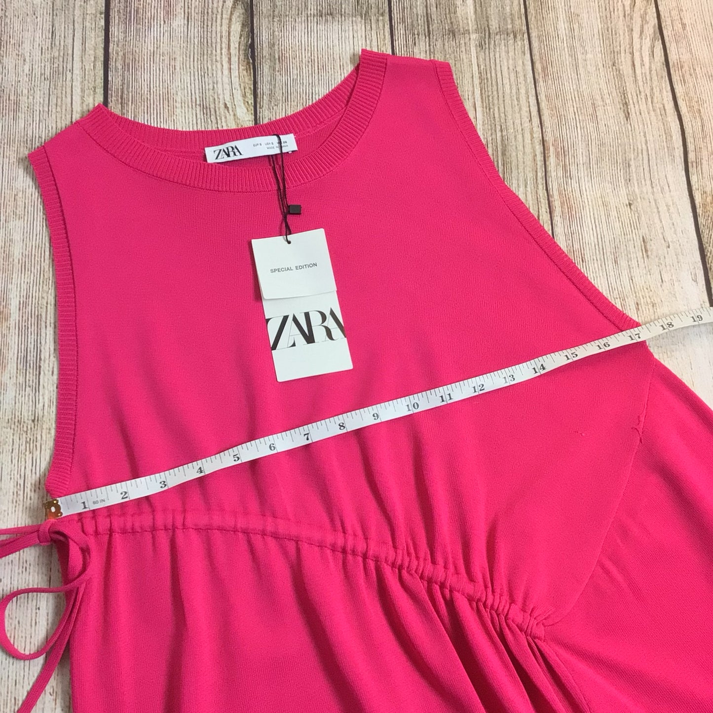 BNWT Zara Dark Pink Drawstring Dress RRP £49.99 Size S