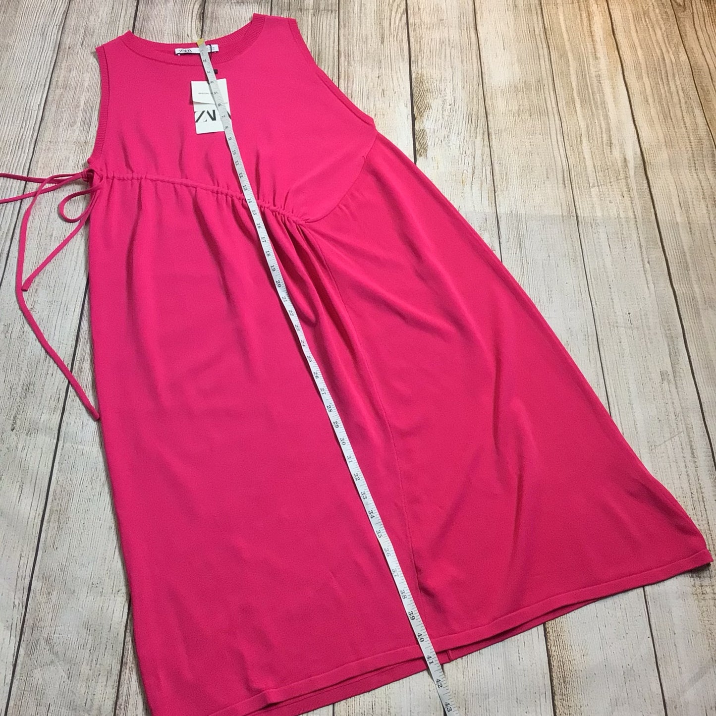 BNWT Zara Dark Pink Drawstring Dress RRP £49.99 Size S