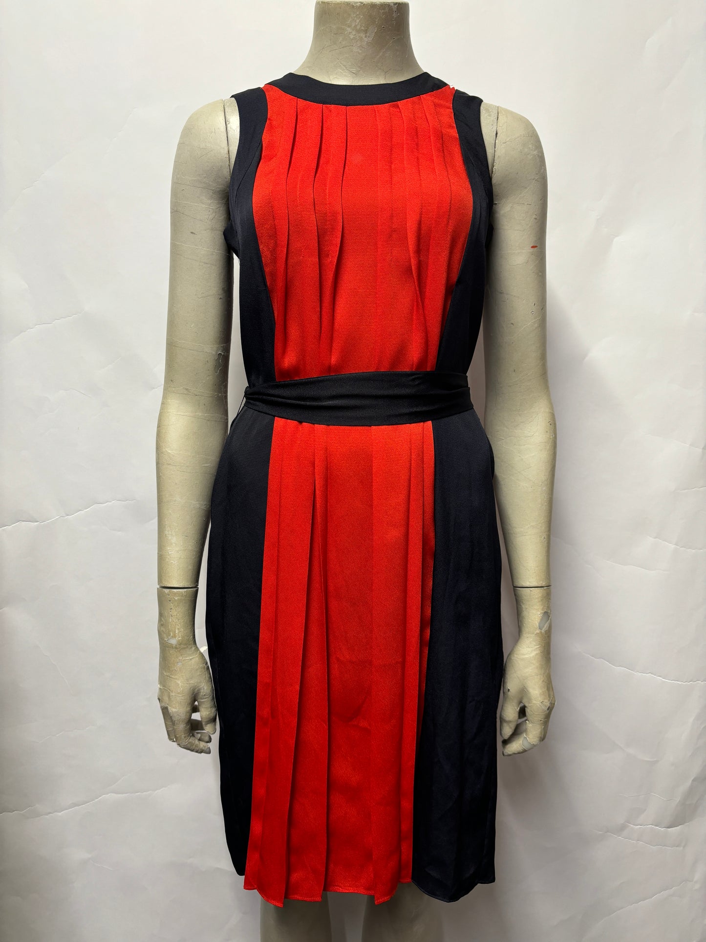 Michael Kors Red and Navy Pleated Mini Dress XS