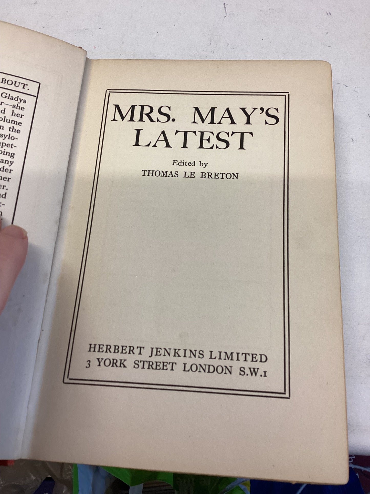 Mrs May's Latest Thomas Le Breton First Edition