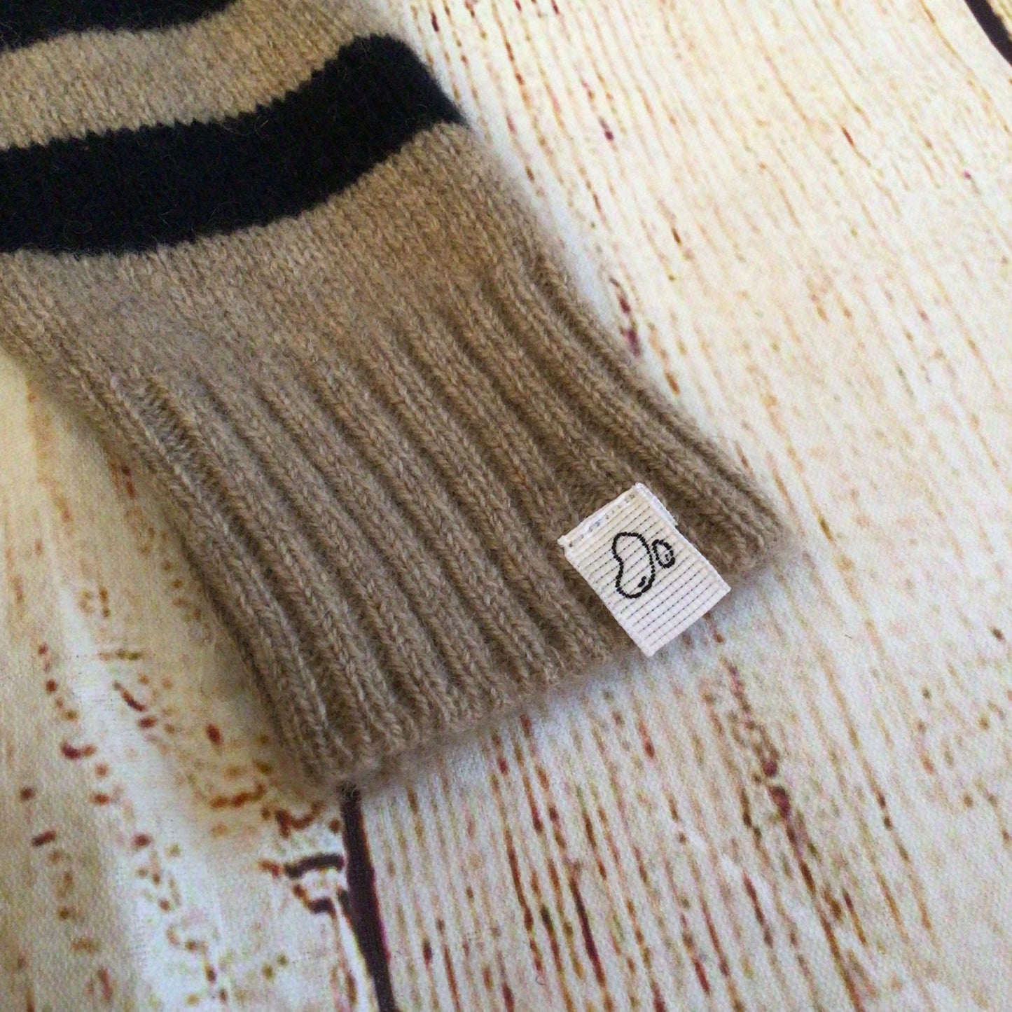 BNWT Fagiolino Beige & Black Striped 100% Cashmere Jumper Size 6 (on label)