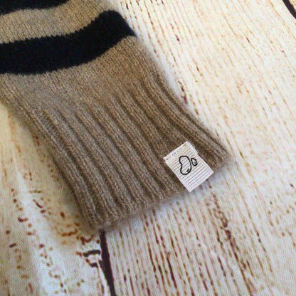 BNWT Fagiolino Beige & Black Striped 100% Cashmere Jumper Size 6 (on label)