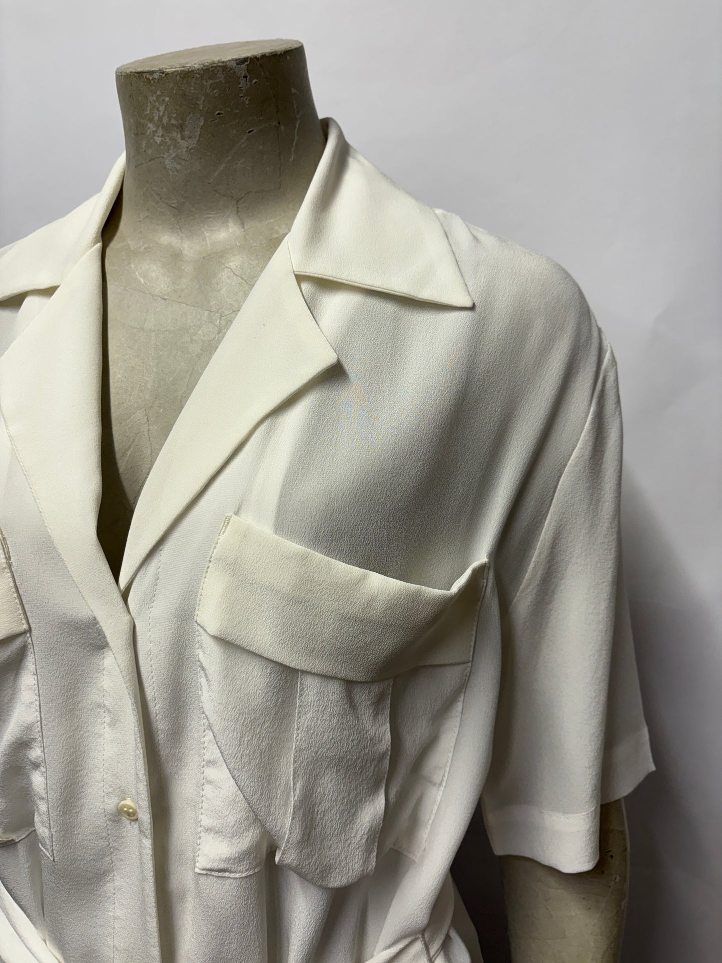 Raey White Silk Belted Shirt Blouse 6