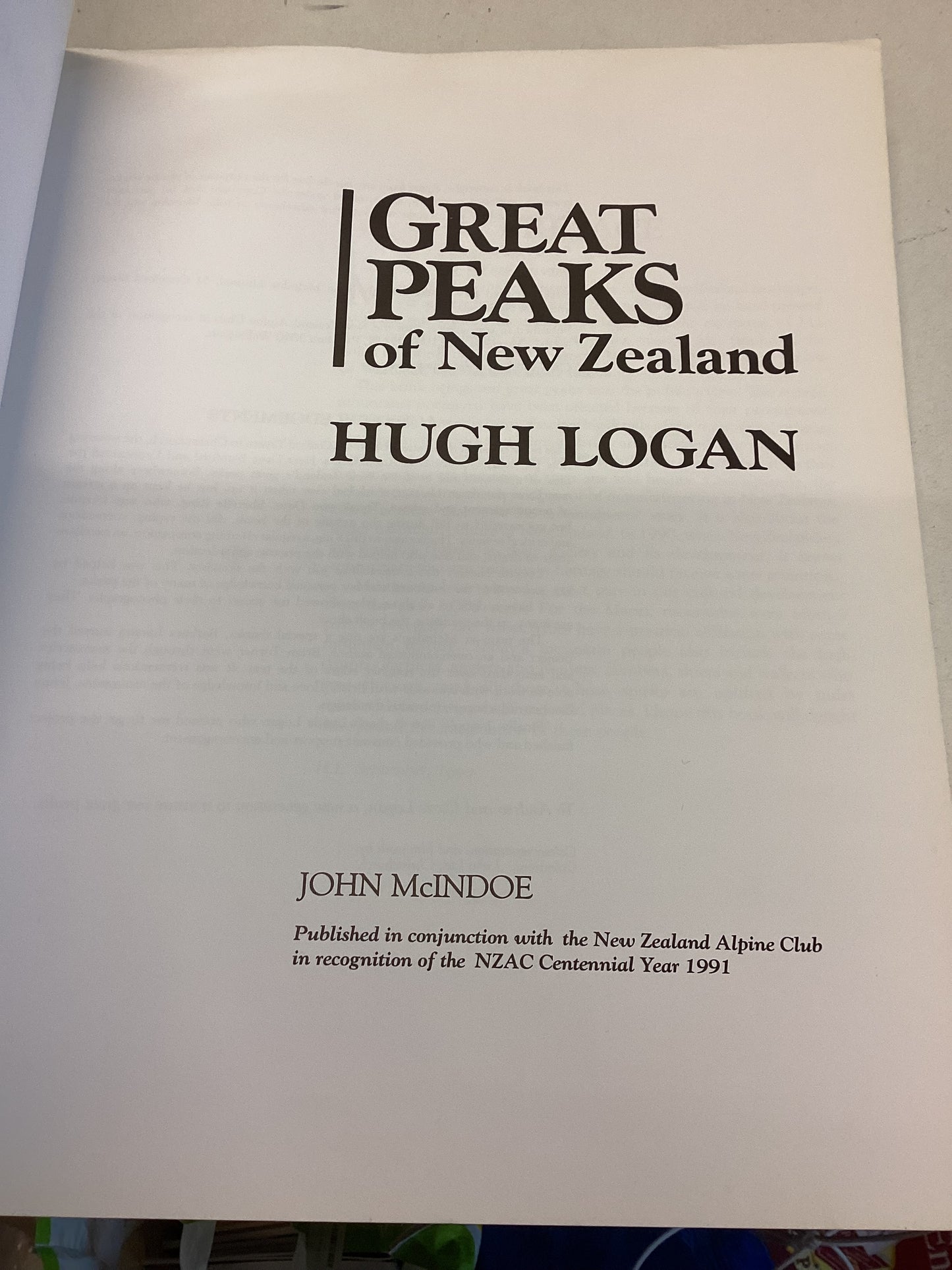 Great Peaks of New Zealand Hugh Logan