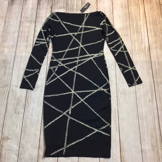 BNWT Isabel De Pedro Black Rope Pattern Bodycon Dress Size 10