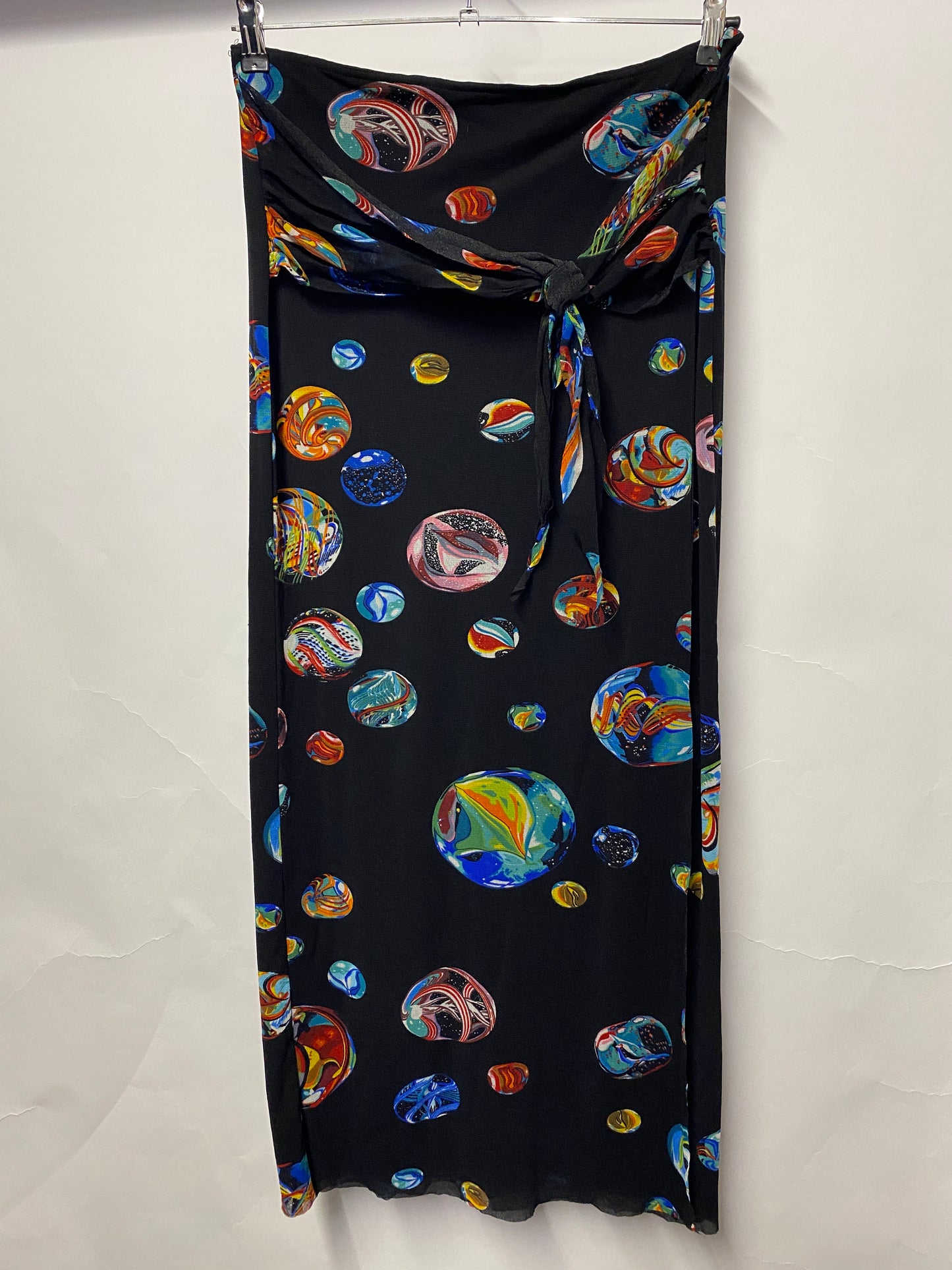 Kenzo Jeans Black Marbles Print Mesh Maxi Skirt Large