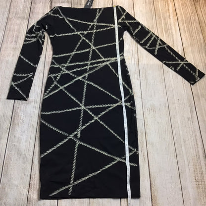 BNWT Isabel De Pedro Black Rope Pattern Bodycon Dress Size 10