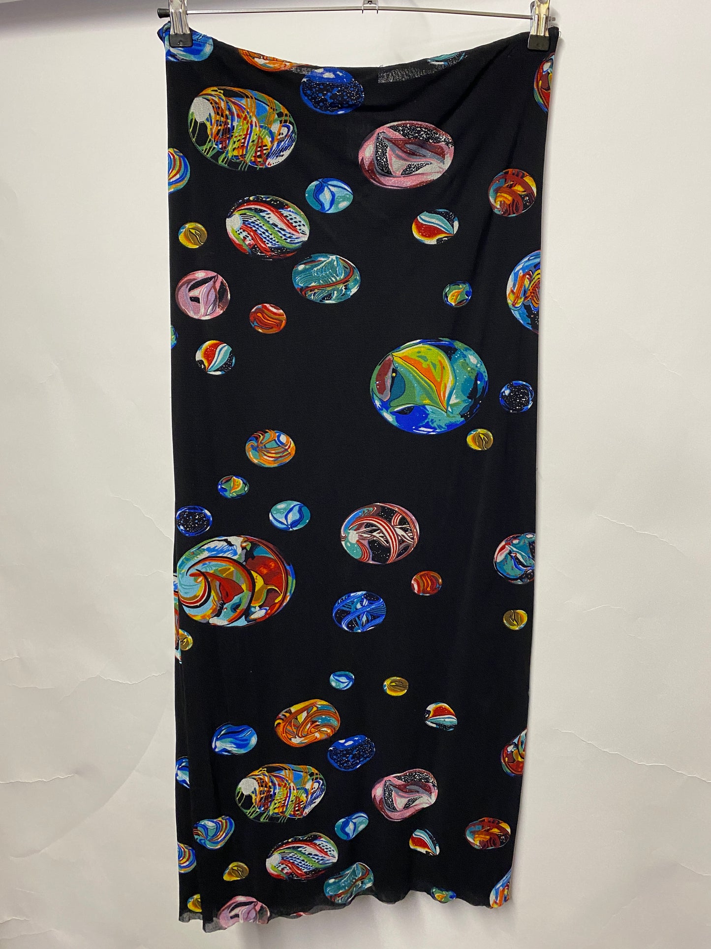 Kenzo Jeans Black Marbles Print Mesh Maxi Skirt Large