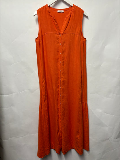 Rosso 35 Orange Linen Sleeveless Maxi Dress 10