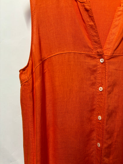 Rosso 35 Orange Linen Sleeveless Maxi Dress 10