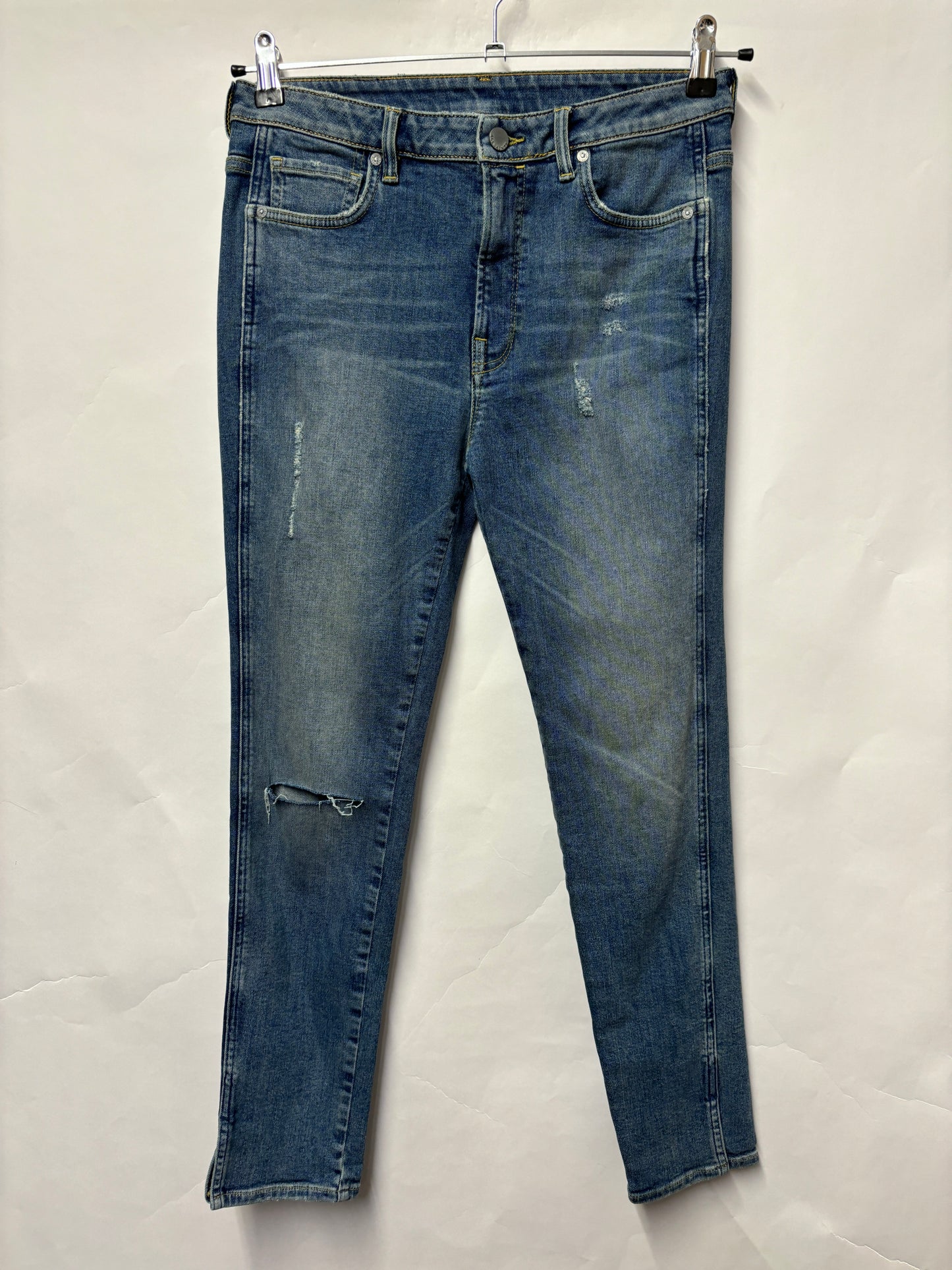 Allsaints Blue Denim Distressed Skinny Jeans