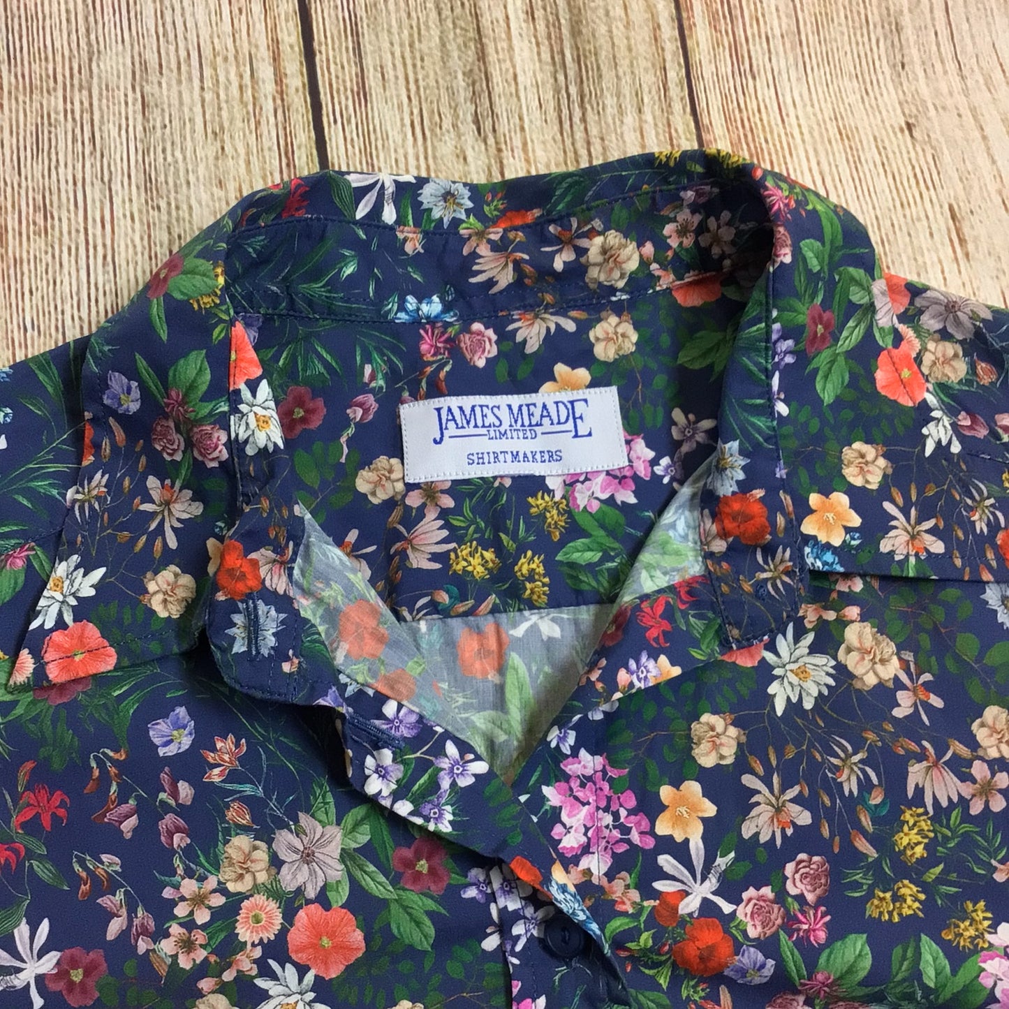 James Meade Ltd Blue Multi Floral Print Shirt Size XL (approx.)