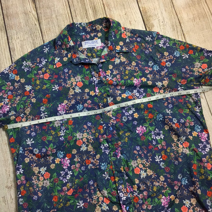 James Meade Ltd Blue Multi Floral Print Shirt Size XL (approx.)