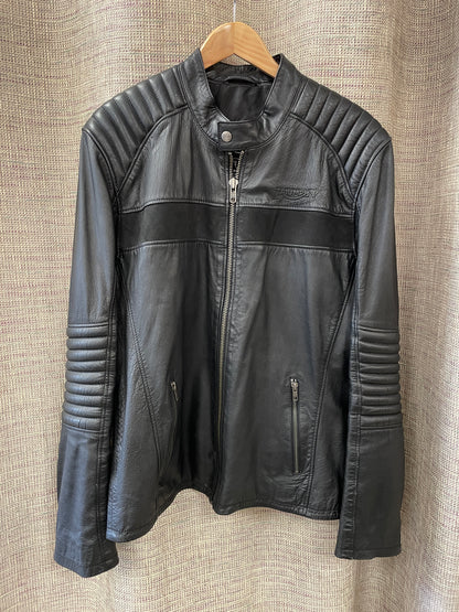 Triumph Motorcycles Black Leather Biker Motorbike Jacket Large