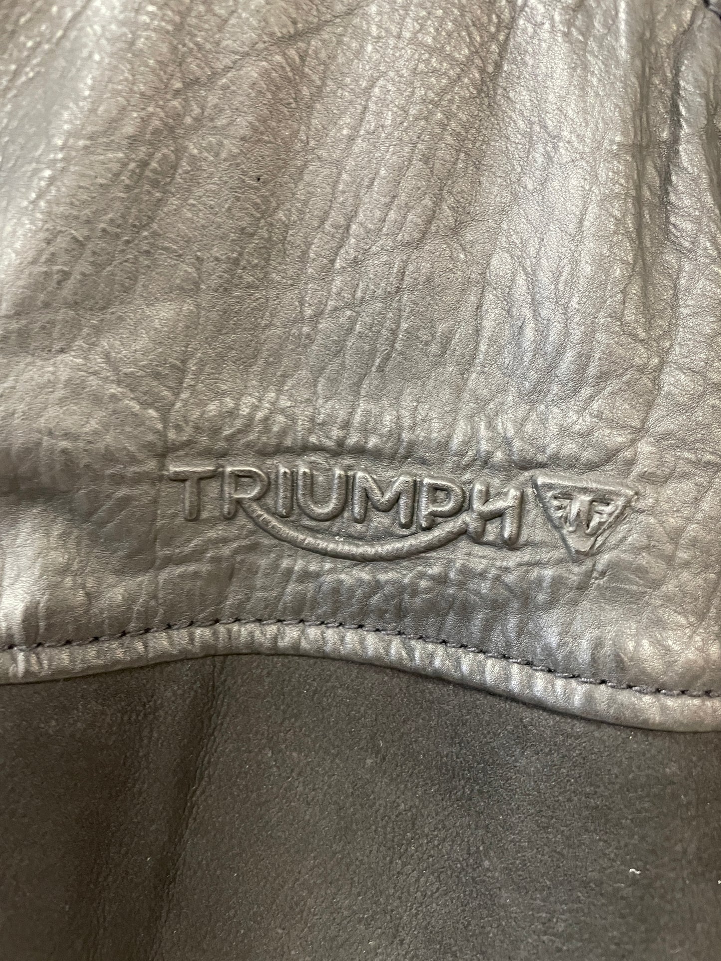 Triumph Motorcycles Black Leather Biker Motorbike Jacket Large