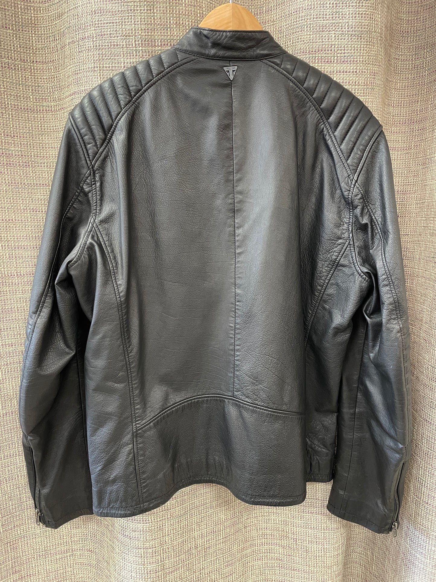 Triumph Motorcycles Black Leather Biker Motorbike Jacket Large