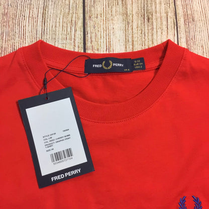 BNWT Fred Perry Red Cherry Bomb T Shirt Size UK 6